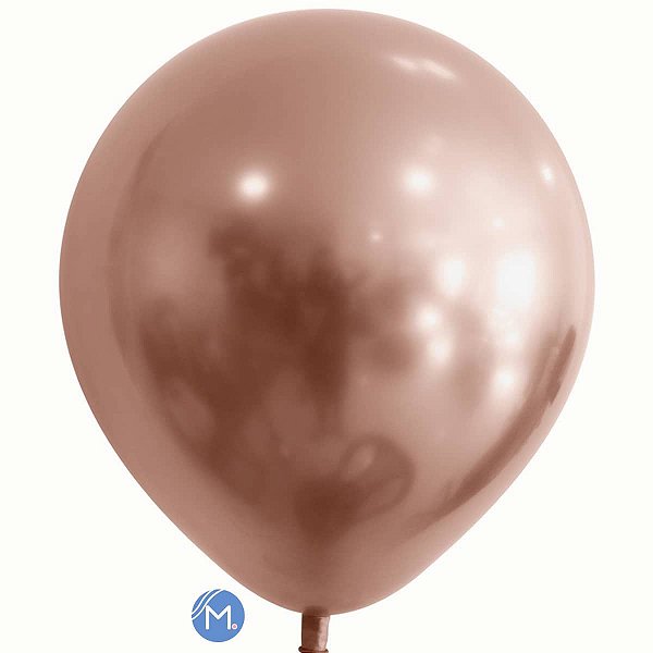 Balão Bexiga Redondo n°9 Cromado Rose Gold Joy com 25 unidades