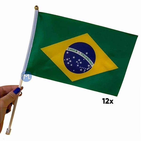 Bandeira do Brasil Tecido Copa do Mundo 21x14cm com 12 unidades