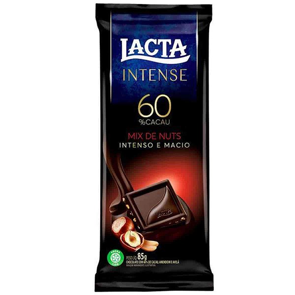 Barra de Chocolate Intense Mix de Nuts 60% Cacau Lacta 85g