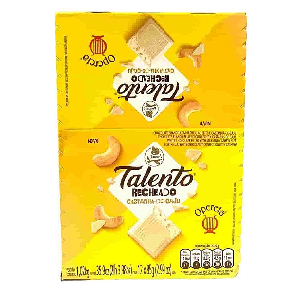 Chocolate Talento Operata Castanha Caju 12 unidades de 85g Garoto