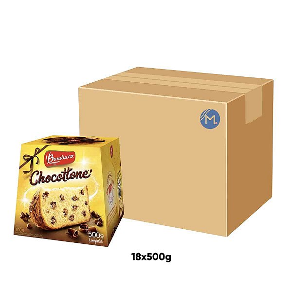 Caixa Panetone Chocottone Bauducco com 18 unidades de 500g