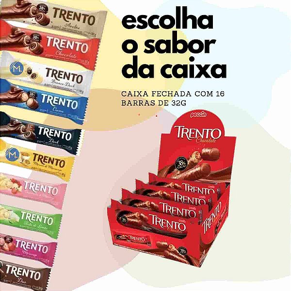 Chocolate Trento com 16 unidades de 32g Peccin Escolha o sabor