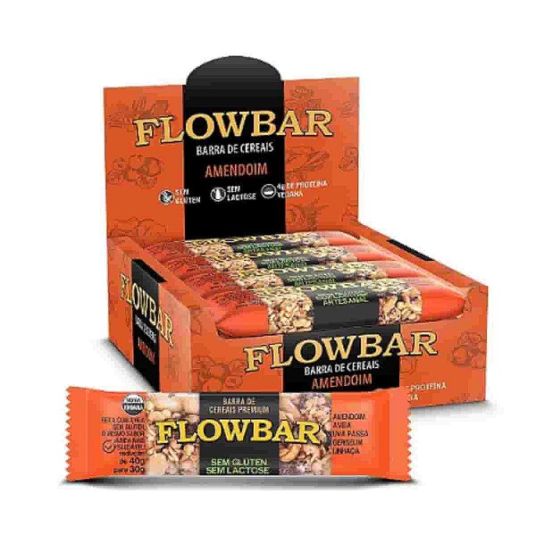 Barra de Cereais sabor Amendoim Flowbar com 12 unidades