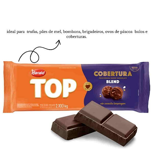 Cobertura Fracionada em Barra Chocolate Blend Top 1,010kg Harald