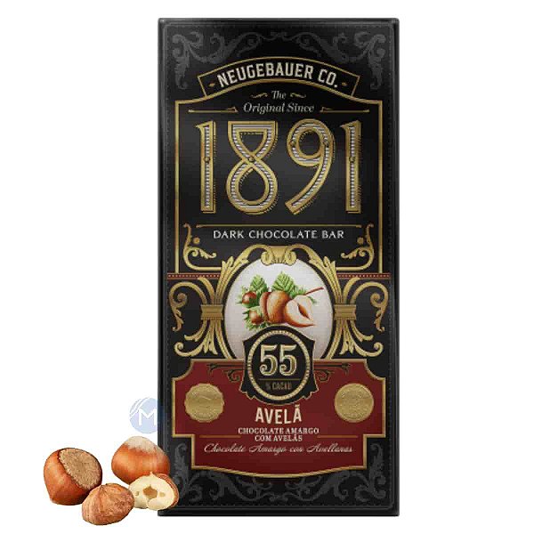 Barra de Chocolate 1891 Avelã 55% Cacau Neugebauer 90g