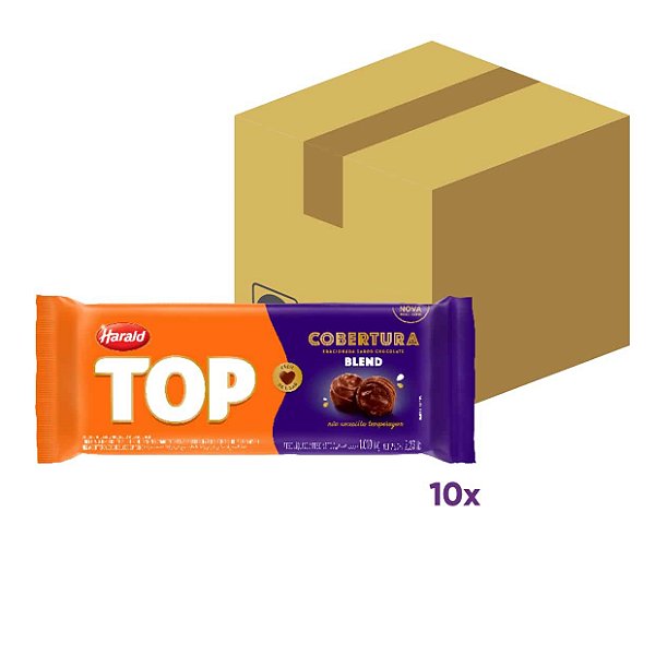 Caixa Cobertura barra Chocolate Blend Top Harald com 10 unidades com 1,010kg