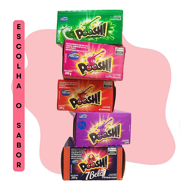 Chiclete Poosh com 40 unidades |  Escolha o Sabor