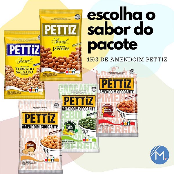 Pacote Amendoim Pettiz Dori 1kg Escolha o sabor