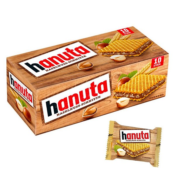 Caixa Hanuta Wafer Recheado com Nutella Ferrero com 12 unidades de 22g