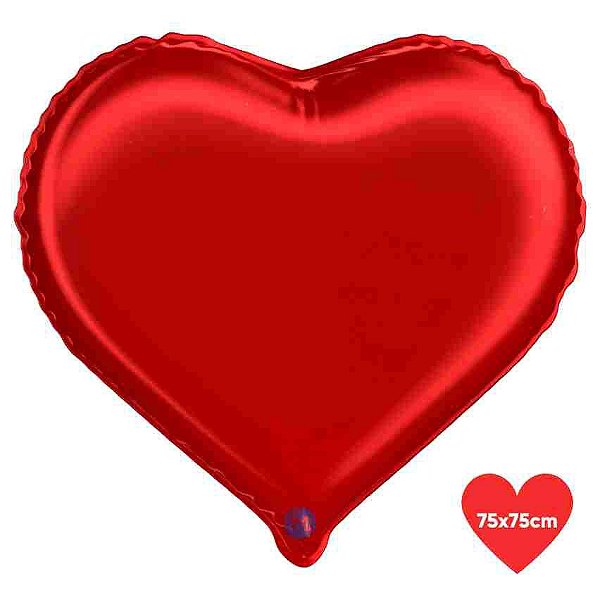 Balão Metalizado Coração Vermelho Tamanho 75x75