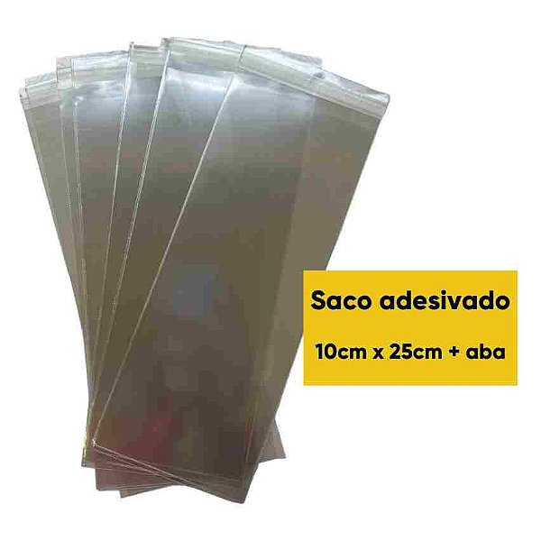 Saco Celofane Adesivo Incolor 10x25cm Packpel com 50 unidades