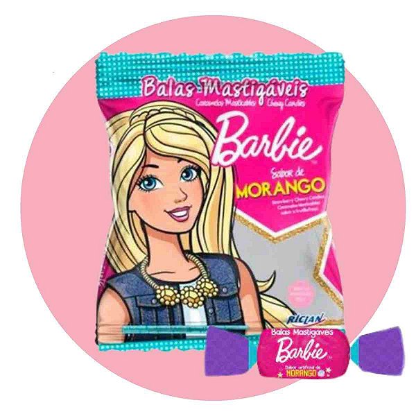 Bala Mastigável Barbie Morango 600g
