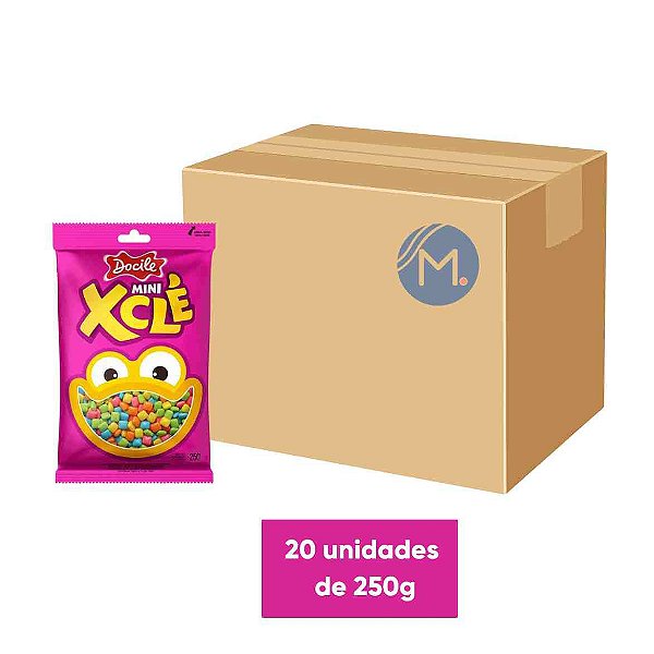 Caixa Chicletes Mini Xclé Tutti-Frutti Docile 20 unidades de 250g