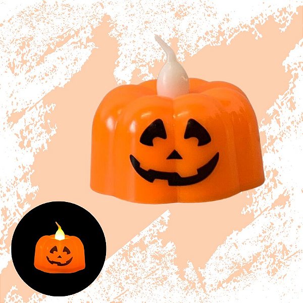 Vela Led Decorativa Abóbora Halloween 5cm