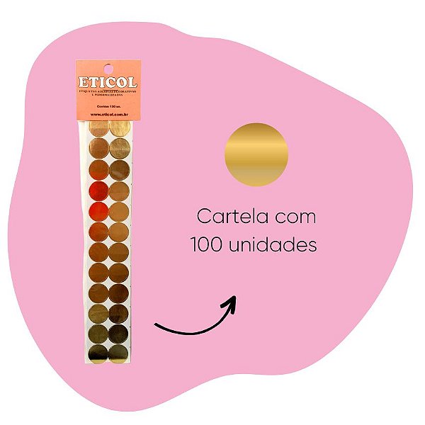 Etiqueta Adesiva Decorativa Lacre de Embalagem para Presente Bolinha Dourada com 100 unidades