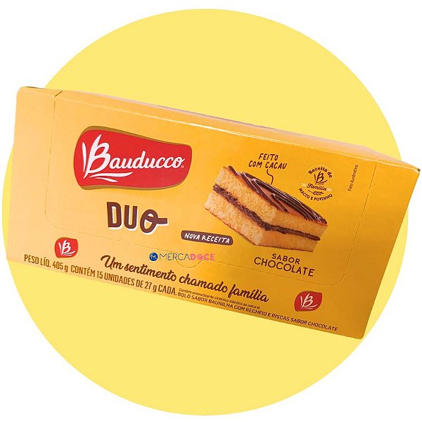 Bolinho Bauducco Duo Chocolate 15 unidades de 27g  Compre na Mercadoc -  Mercadoce - Doces, Confeitaria e Embalagem