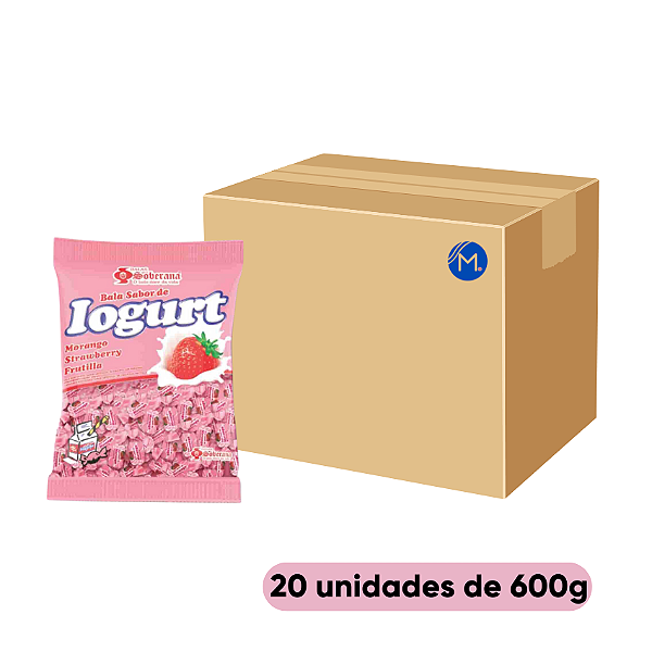 Caixa Bala Mastigável Iogurte Soberana com 20 pacotes de 600g
