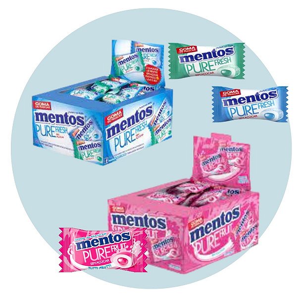 Kit Mentos Pure Fresh + Mentos Pure Fresh Tutti-Frutti 60 unidades cada