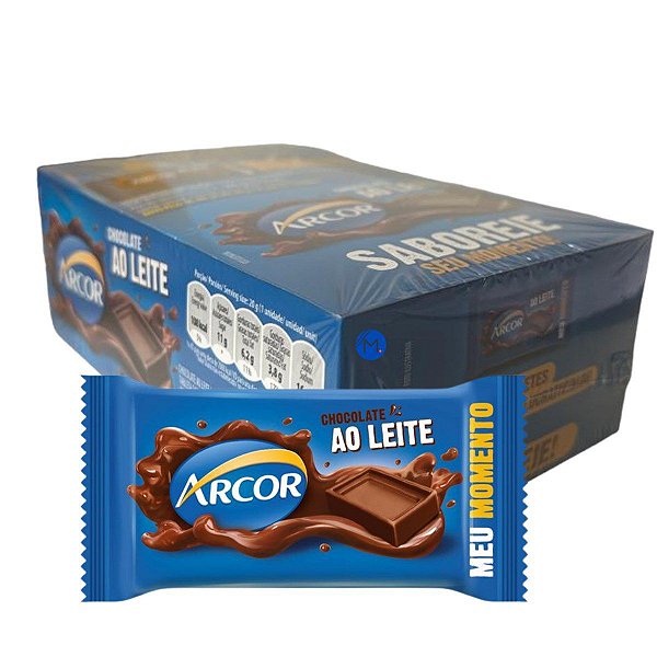 Chocolate Caixa Tablete ao Leite 18 unidades de 20g Arcor