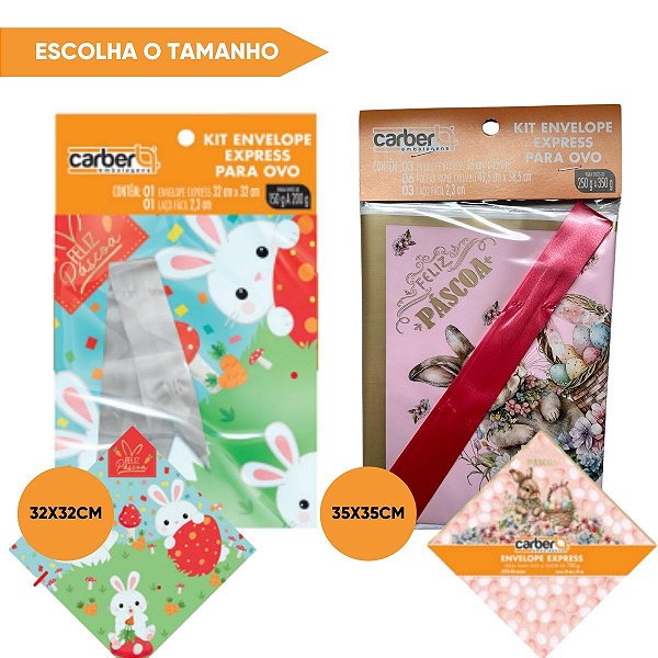 Kit Ovo de Páscoa 3 Envelopes + 6 Folhas Chumbo + 3 Laços