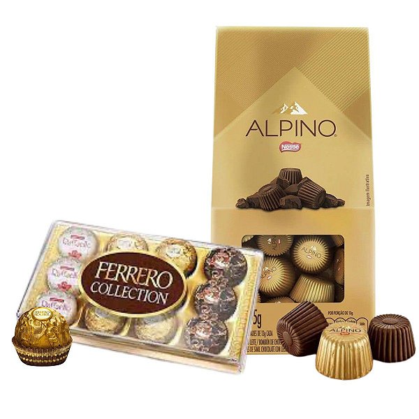 Kit de Presente Chocolate Ferrero Collection e Alpino
