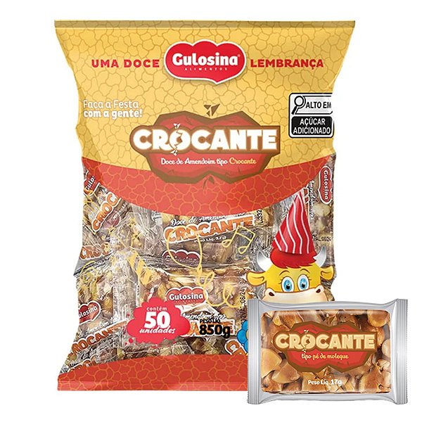 Pé de Moleque Crocante Gulosina com 50 unidades 850g