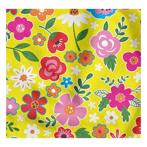 TNT Toalha Flores de Chita Amarelo 2x1,40m