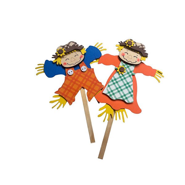 Casal Espantalho EVA 14,5x20cm com 2 unidades Festa Junina
