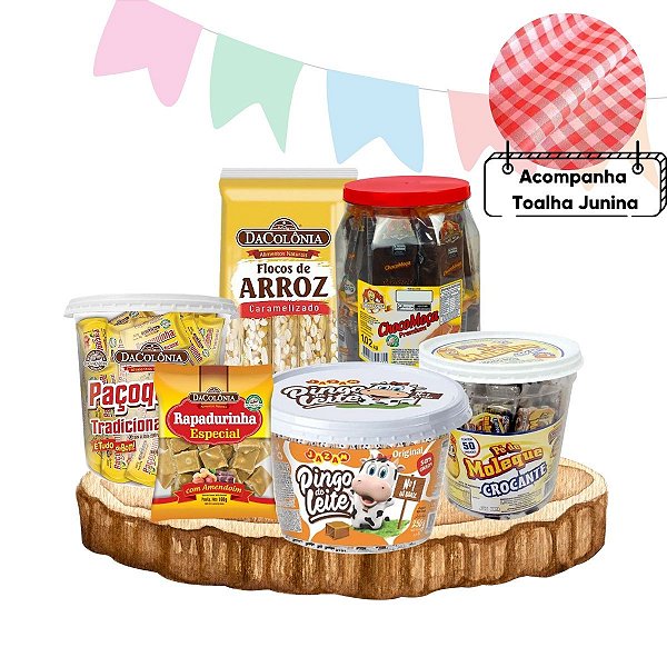Kit de Festa Junina Doce Caserios + Lenço Junino
