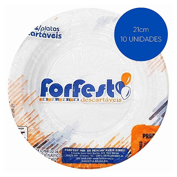 Prato Descartável Forfest 21cm 10 unidades - Branco