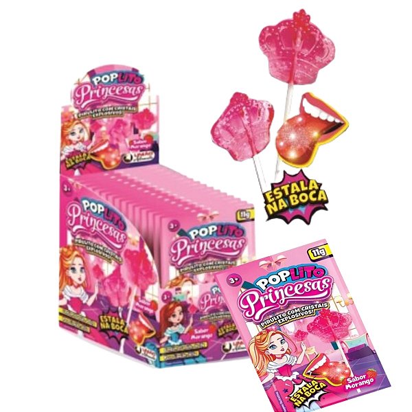 Pirulito Pop Lito Princesas Com Cristais Explosivos C/15 unidades Audaz Food