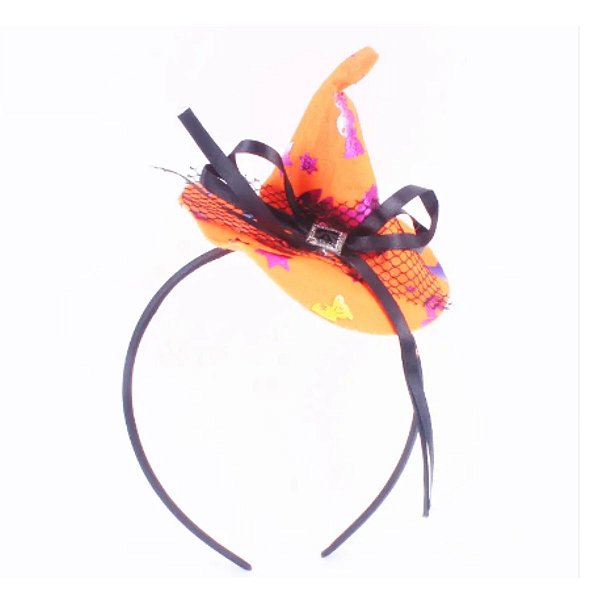 Tiara Com Mini Chapeuzinho  Halloween Laranja