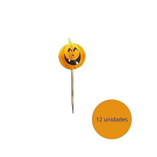 Palito Decorativo Halloween com 12 un  Abóbora