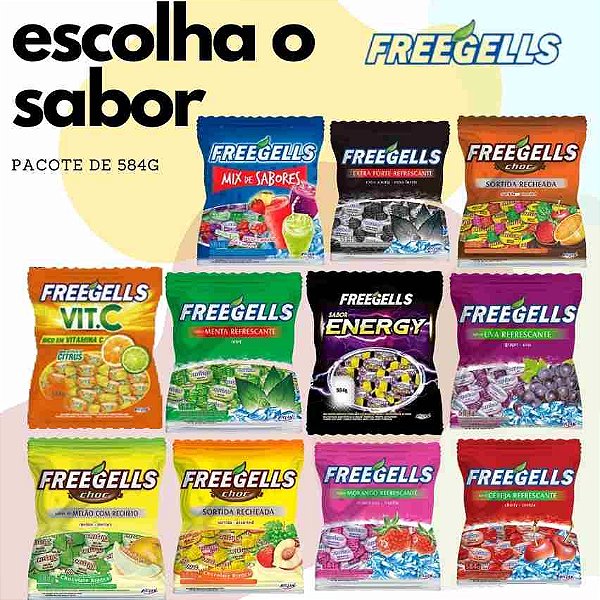 Bala Dura Freegells 475g Pacote | Escolha o Sabor
