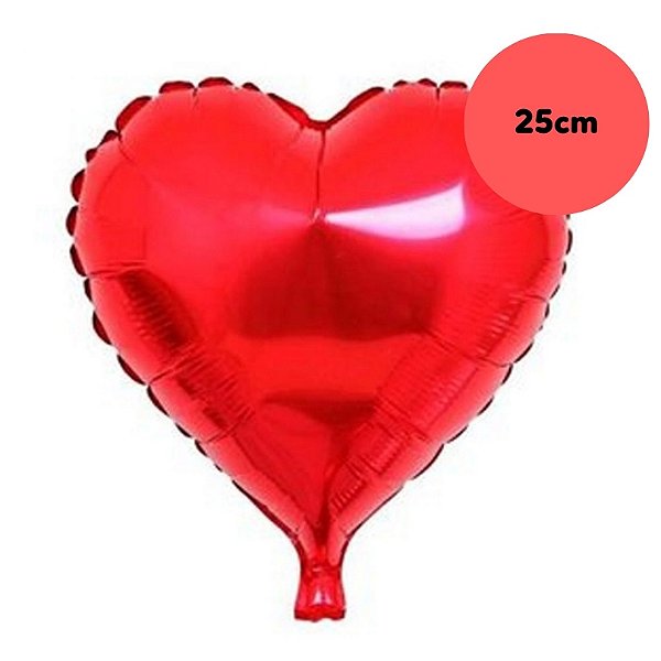 Balão Coração Vermelho 10 pol 25cm BR Festas