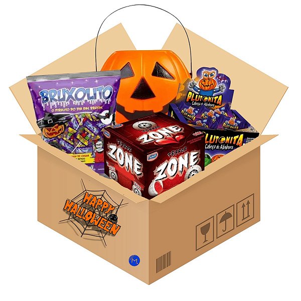 Kit Caldeirão Abóbora com 3 doces Halloween