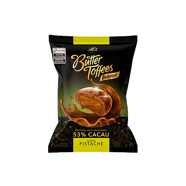 Bala Butter Toffees 53% Cacau Pistache Arcor 500g
