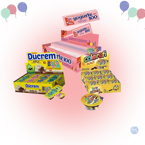Kit 3 Guloseimas Ducrem Pirulito Iogurte Confete Chocolate