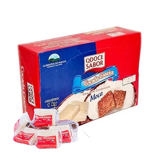 Cocada Com Leite Condensado 1 Kg Com 20 Un 50g -Qdoce Sabor