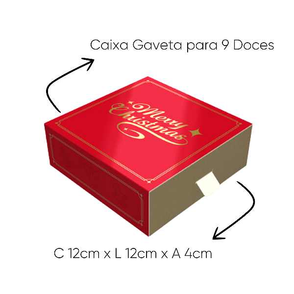 Caixa 9 Doces Gaveta C/ Puxador-Natal Clássico- PCT C/10un