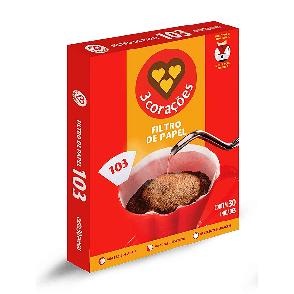 Filtro de Papel 3 Corações 103 com 30un