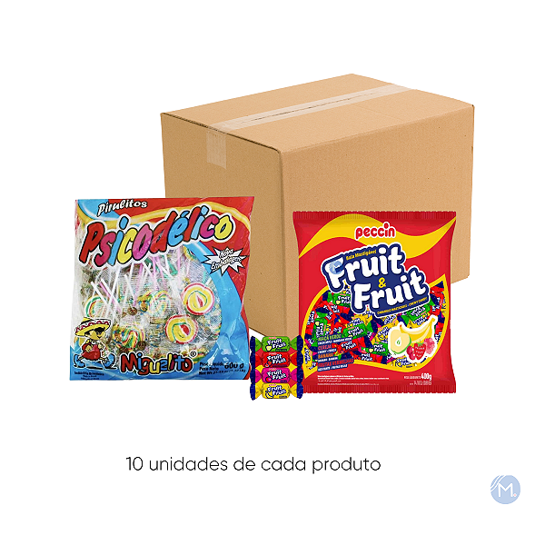 Kit 5 pacotes de pirulito + 5 pacotes de bala