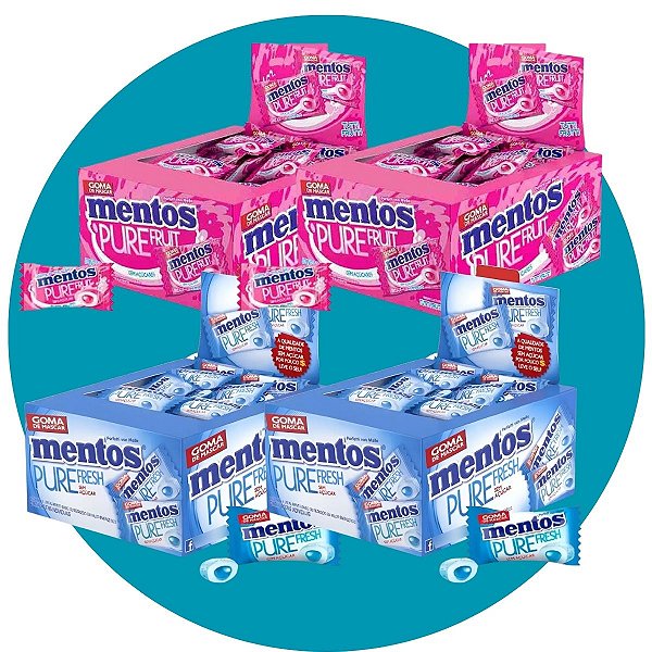 Kit 4 Mentos Pure Fresh + Tutti-Frutti 60 unidades cada