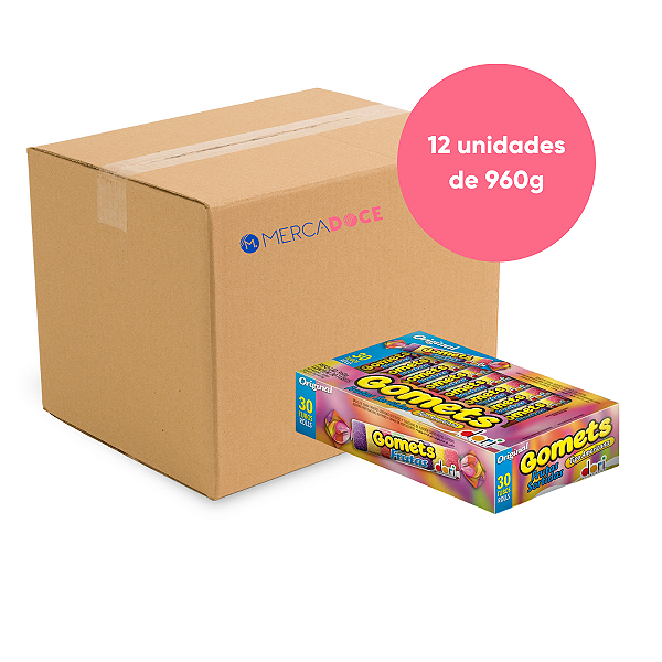 Caixa Bala de Goma Tubo Gomets Frutas Dori com 12 unidades de 960g