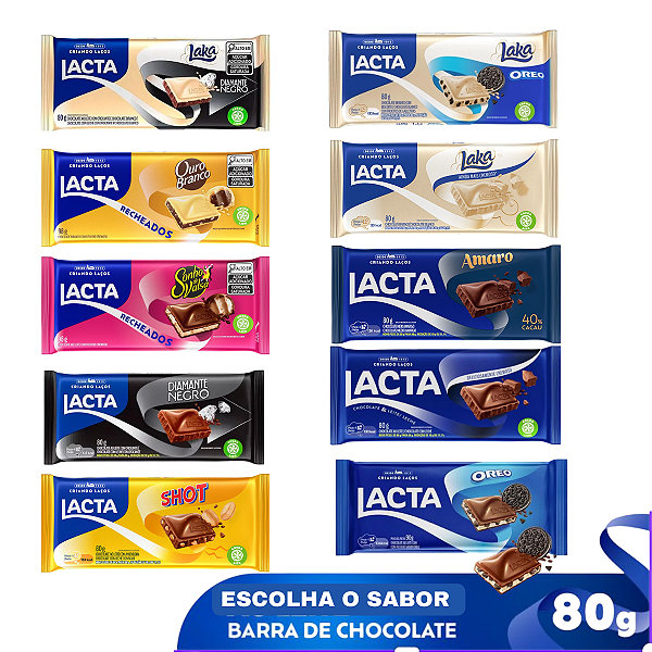 Kit 5 Barras de Chocolate 80g Lacta Escolha o sabor
