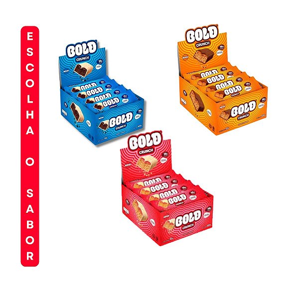 Cx Barra de Proteina Bold Crunch c/12un 50g Escolha o Sabor