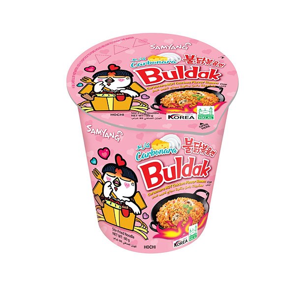 Lamen coreano copo apimentado frango e queijo cremoso carbonara buldak 80g