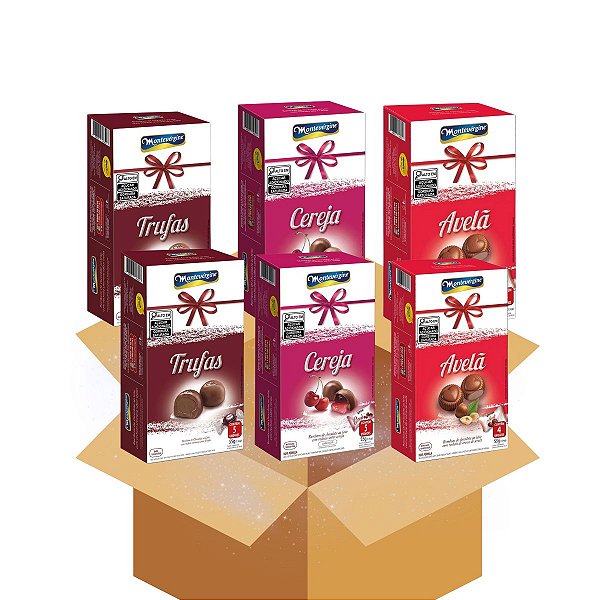 Kit 6 Pacotes Bombom Recheado 55g Montevérgine