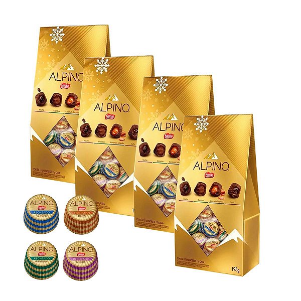 Kit 5 Caixas de Bombom Recheado Alpino Sortido 195g