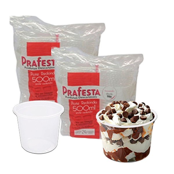 Kit 48 Potes Redondo com Tampa 500ml Freezer Microondas Prafesta